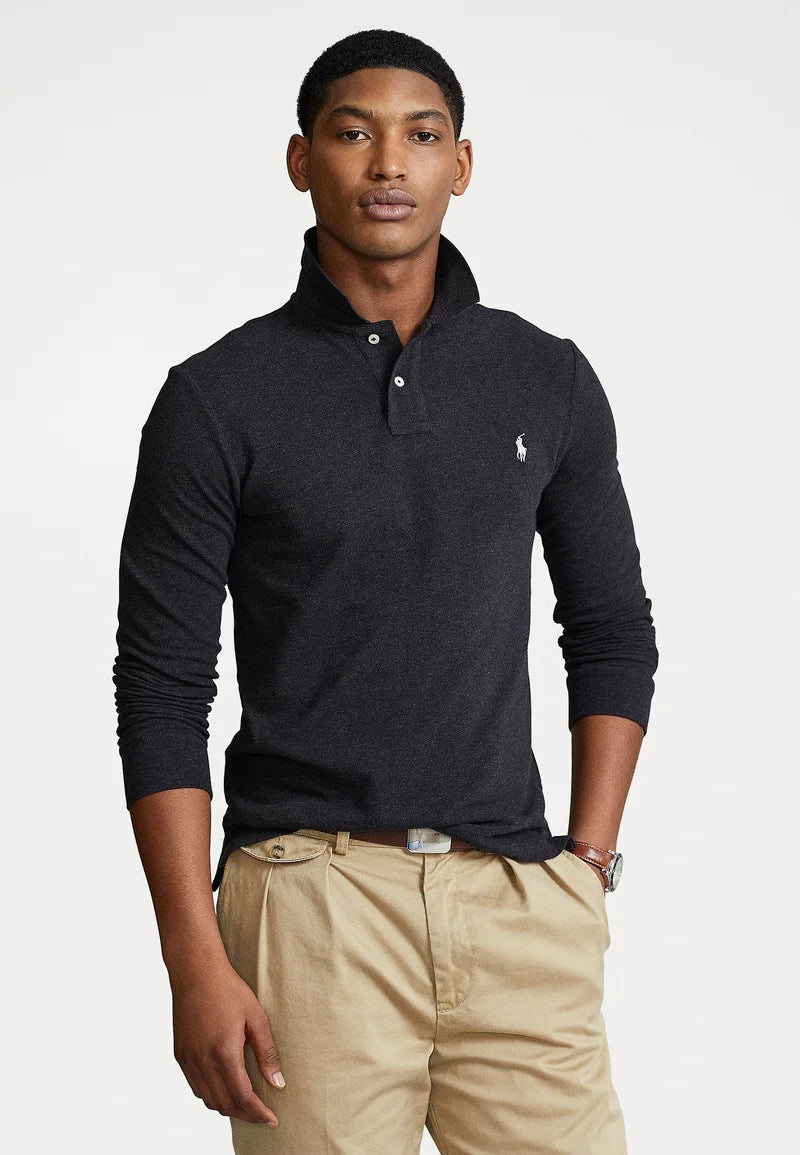 Polo  LONG SLEEVE - Langærmet T-shirt - black marl heather