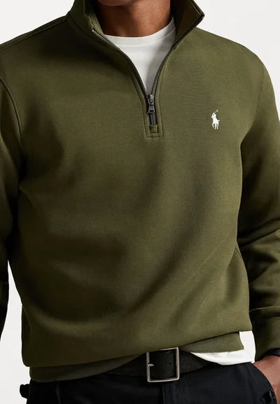 Polo  DOUBLE-KNIT QUARTER-ZIP PULLOVER - Sweatshirt - company olive