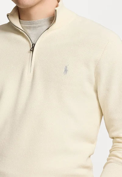 Polo  KNIT COTTON QUARTER ZIP JUMPER - Striktrøje - herbal milk
