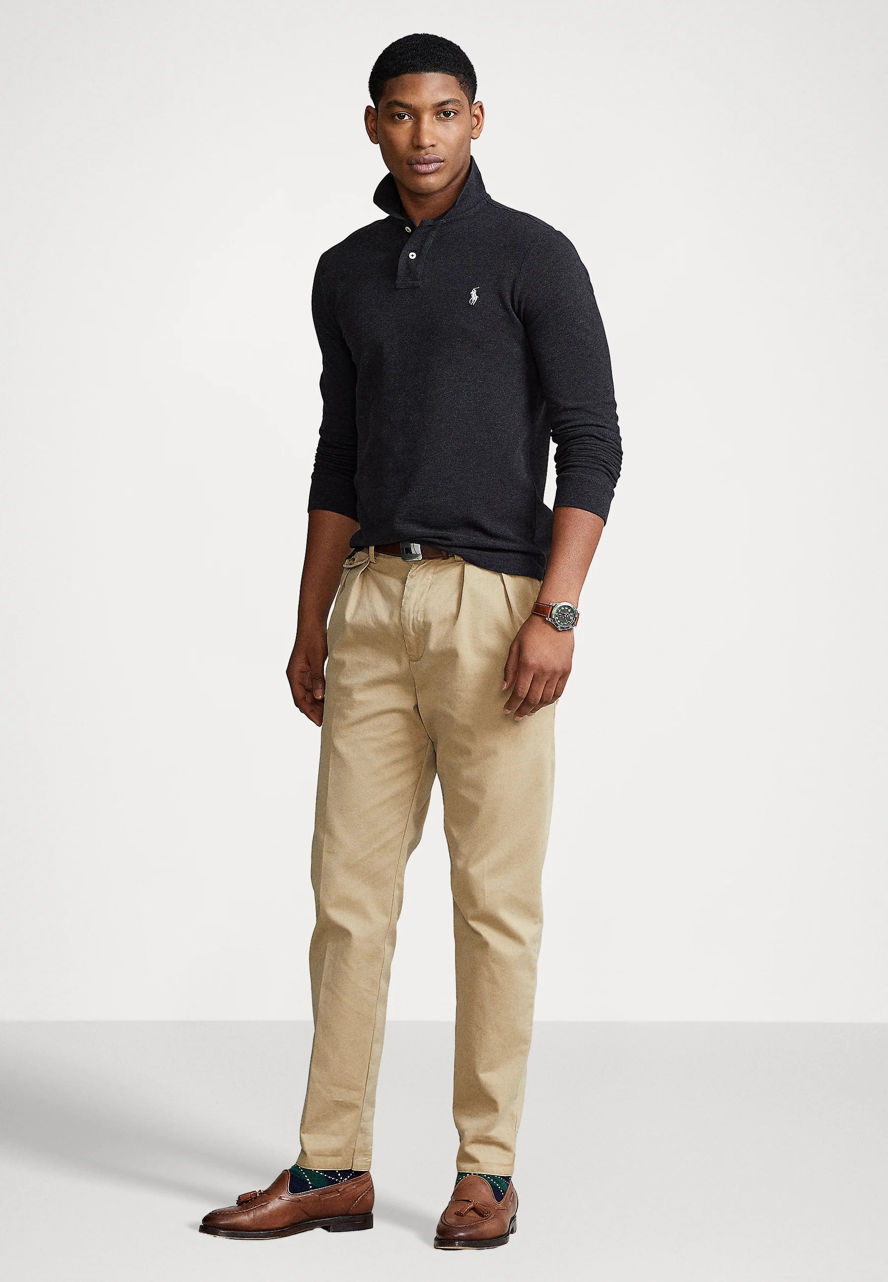 Polo  LONG SLEEVE - Langærmet T-shirt - black marl heather