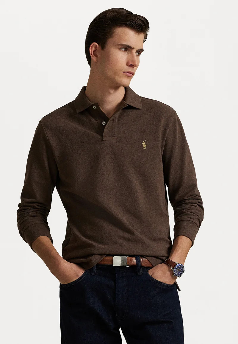 Polo  LONG SLEEVE - Langærmet T-shirt - nutmeg brown heather