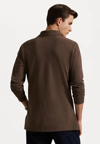 Polo  LONG SLEEVE - Langærmet T-shirt - nutmeg brown heather