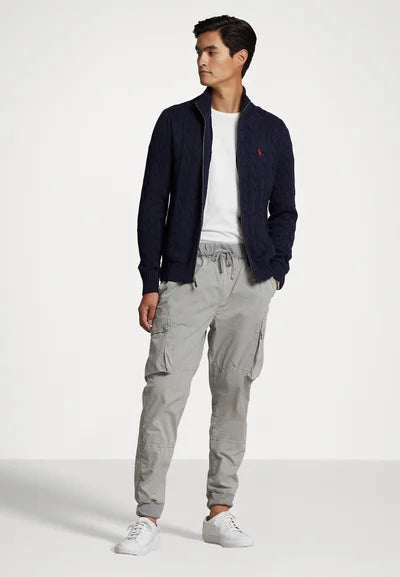 Polo CABLE-KNIT COTTON FULL-ZIP JUMPER - Cardigan - hunter navy