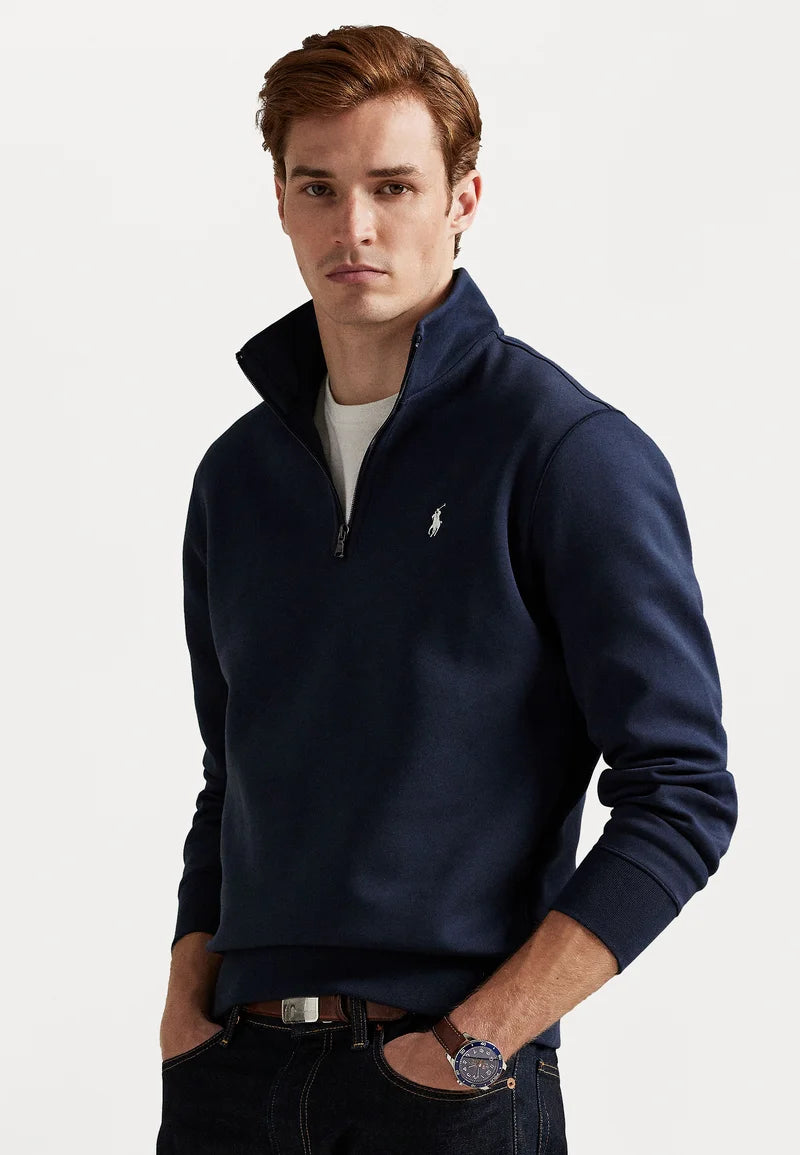 Polo DOUBLE-KNIT QUARTER-ZIP PULLOVER - Sweatshirt - aviator navy