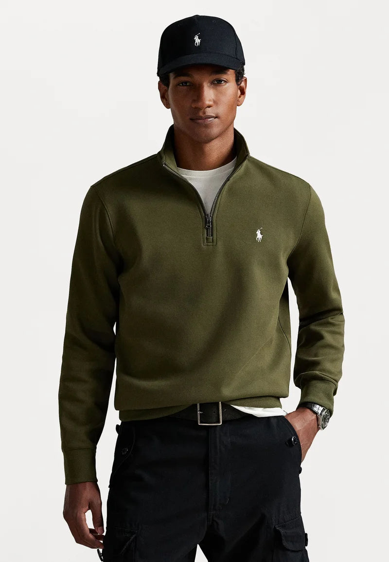 Polo  DOUBLE-KNIT QUARTER-ZIP PULLOVER - Sweatshirt - company olive