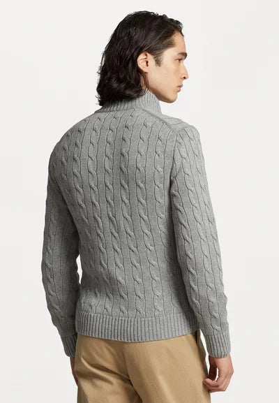 Polo  CABLE-KNIT COTTON FULL-ZIP JUMPER - Cardigan - fawn grey heather