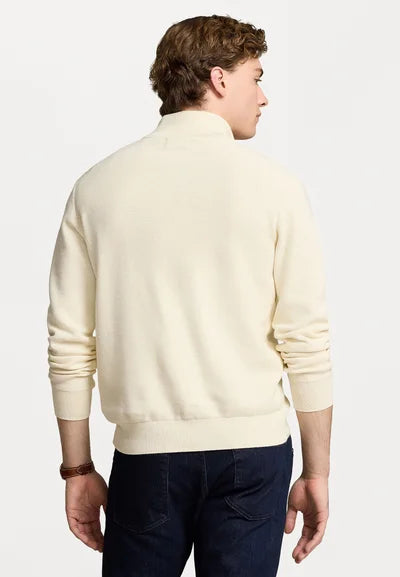 Polo  KNIT COTTON QUARTER ZIP JUMPER - Striktrøje - herbal milk