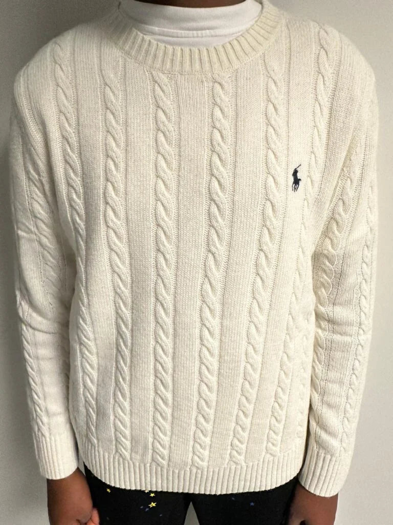 polo  cable-knit cotton sweater