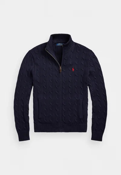 Polo CABLE-KNIT COTTON FULL-ZIP JUMPER - Cardigan - hunter navy