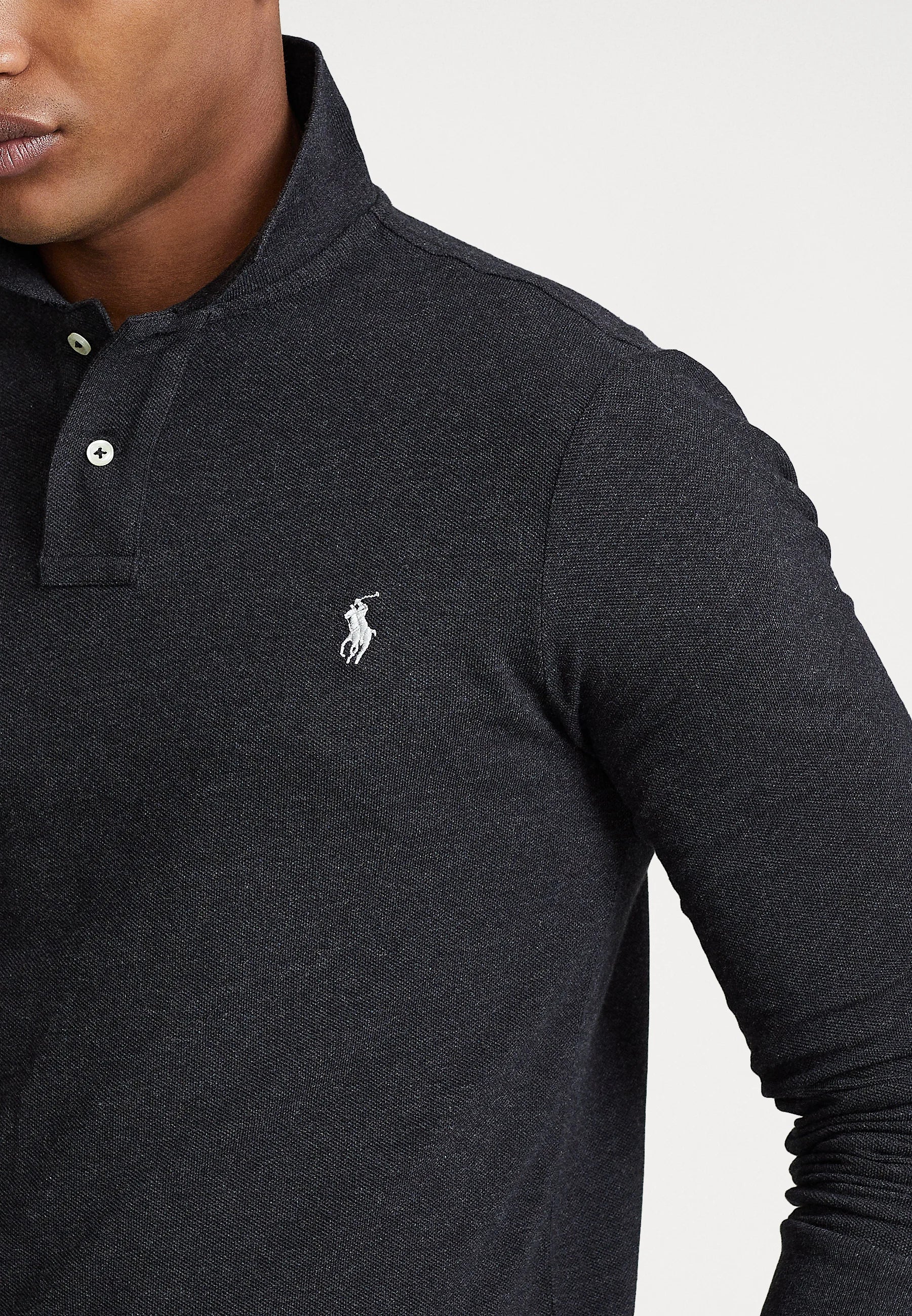 Polo  LONG SLEEVE - Langærmet T-shirt - black marl heather
