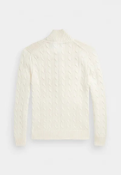 Polo CABLE-KNIT COTTON FULL-ZIP JUMPER - Cardigan - andover cream