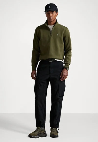 Polo  DOUBLE-KNIT QUARTER-ZIP PULLOVER - Sweatshirt - company olive