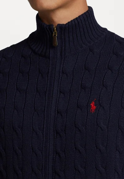 Polo CABLE-KNIT COTTON FULL-ZIP JUMPER - Cardigan - hunter navy