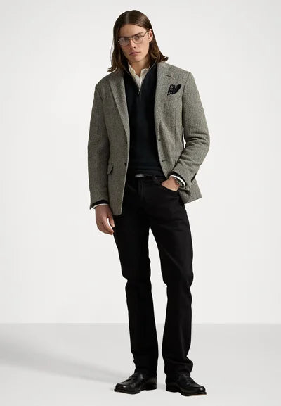 Polo KNIT COTTON QUARTER ZIP JUMPER - Striktrøje - black