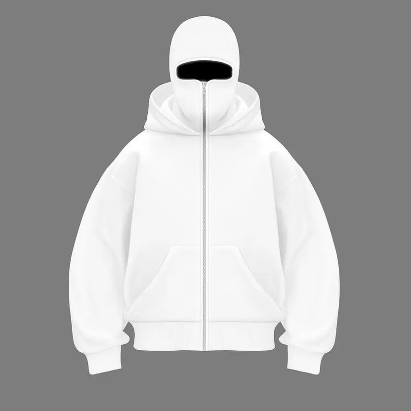 Black Balaclava Double Zip Oversized Hoodie