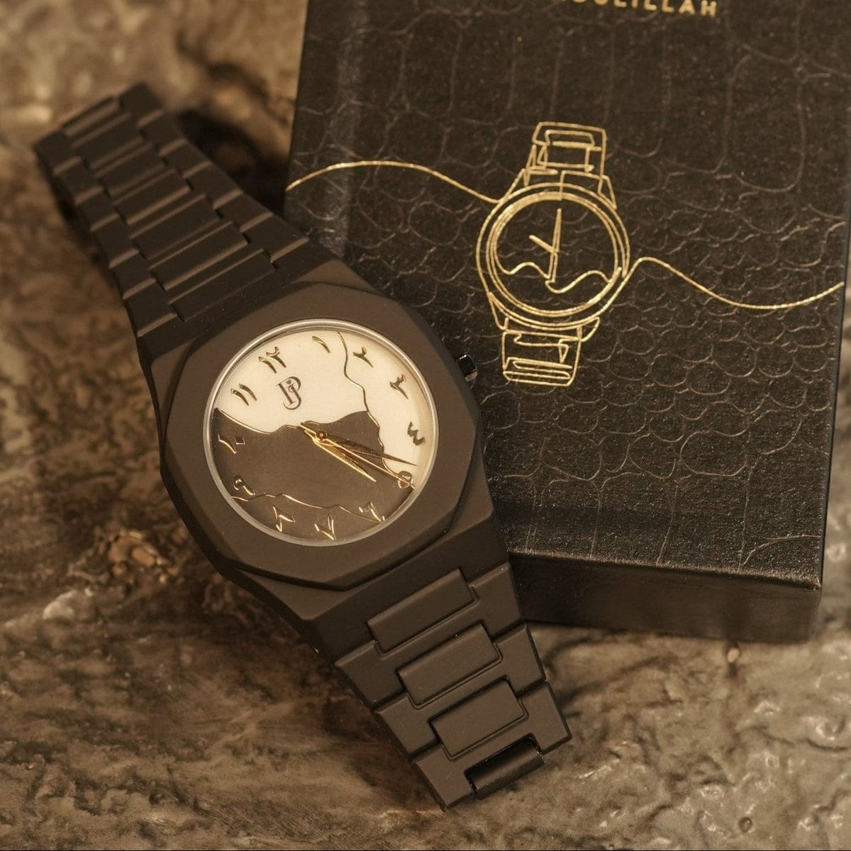 JP Black Ceramic Edition Watch – Dual-Tone Dial with Arabic Numerals & Sleek Matte Finish