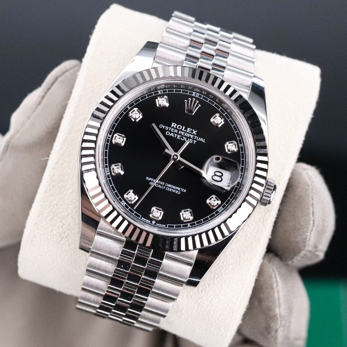 Rolex Datejust 41 Black Diamond Dial White Gold Fluted Bezel Jubilee Steel Oyster Perpetual Limited Offer