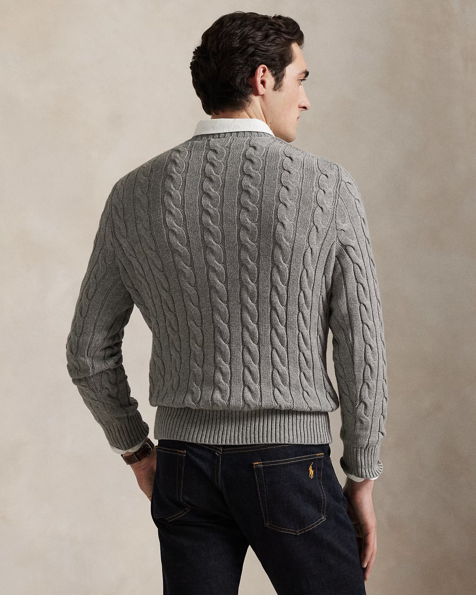 polo  cable-knit cotton sweater