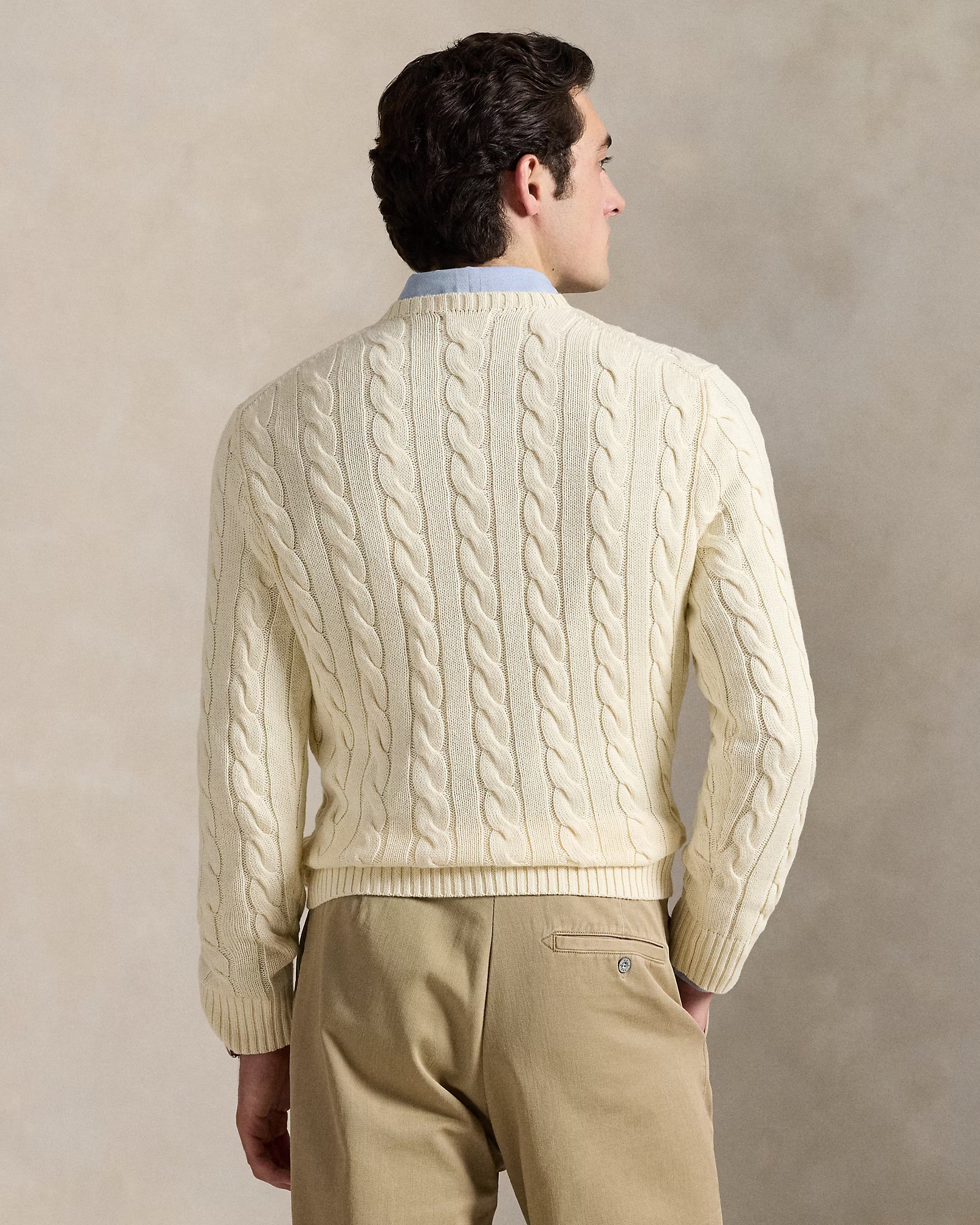polo  cable-knit cotton sweater