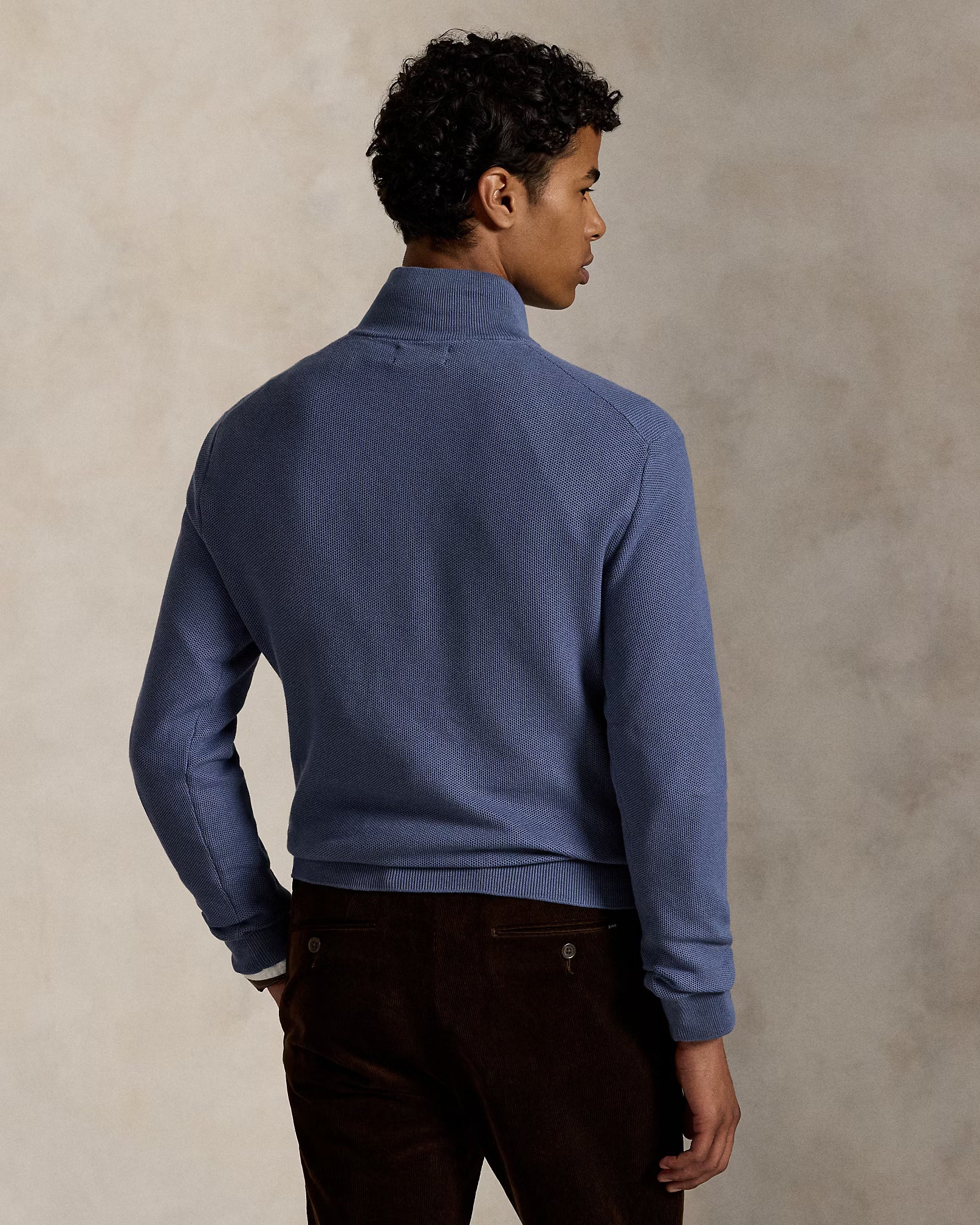 Mesh-Knit Cotton Quarter-Zip Jumper